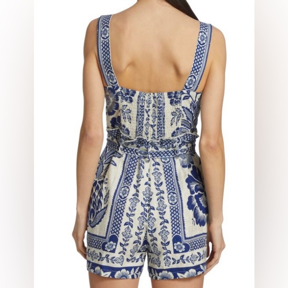 FARM Rio Blue and White Floral Jumpsuit - Size S - Picture 2 of 11